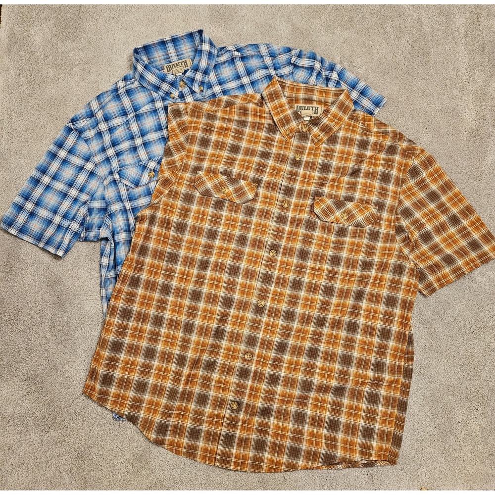 Lot of 2 - Duluth Trading Co. Men's Plaid Short Sleeve Shirt  XL‎